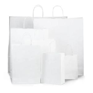 Premium Papiertragetaschen mit Kordelgriffen weiß