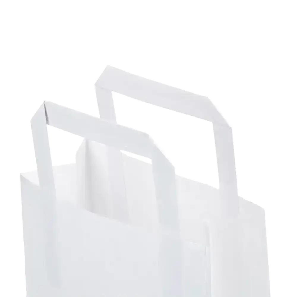 Premium Papiertragetaschen mit Flachhenkel weiß