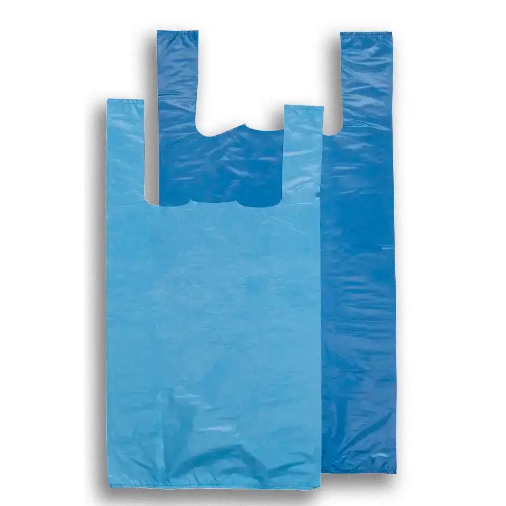 Kunststofftragetaschen aus recyceltem Material mit Hemdchenträger blau