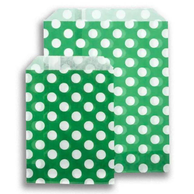 Papiertüten weiß auf grün gepunktet